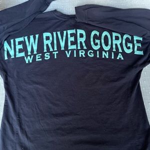 New River Gorge long sleeve navy blue t-shirt